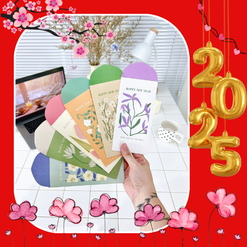 Bao lì xì tết 2025 Gác Xép Kraft Nhật hoa văn họa tiết vintage - Mã GX021
