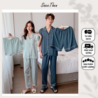 Đồ pijama đôi, pijama cặp đôi tay ngắn quần dài mặc nhà (Kèm thêm quần ngắn như ảnh) - Since Then