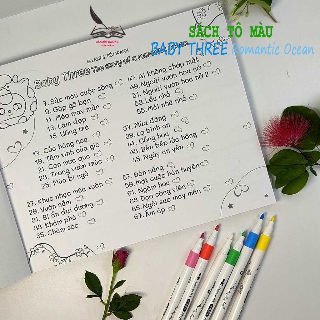 Sách-Tô Màu Baby Three Romantic Ocean - Quà Tặng Kèm Theo- Chất Lượng Giấy Cao Cấp Lant Tiểu Tranh