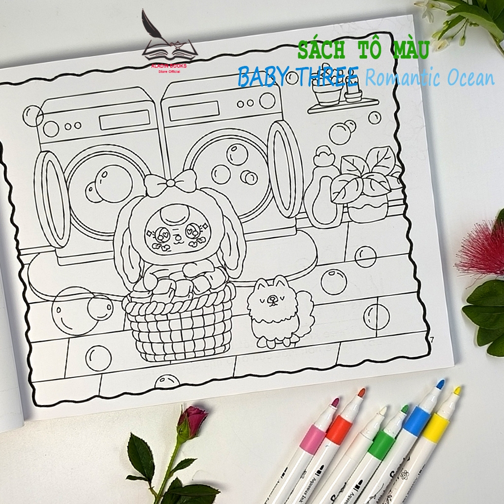 Sách-Tô Màu Baby Three Romantic Ocean - Quà Tặng Kèm Theo- Chất Lượng Giấy Cao Cấp Lant Tiểu Tranh