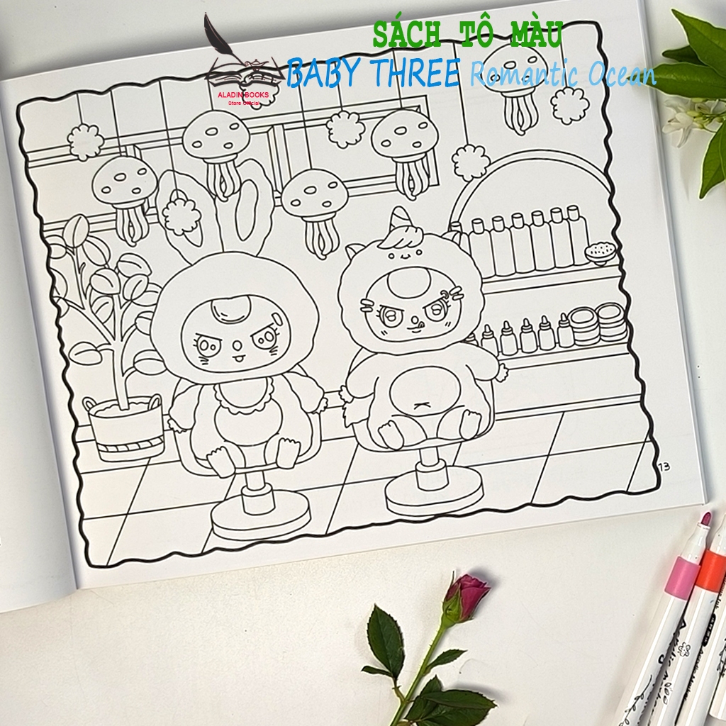 Sách-Tô Màu Baby Three Romantic Ocean - Quà Tặng Kèm Theo- Chất Lượng Giấy Cao Cấp Lant Tiểu Tranh
