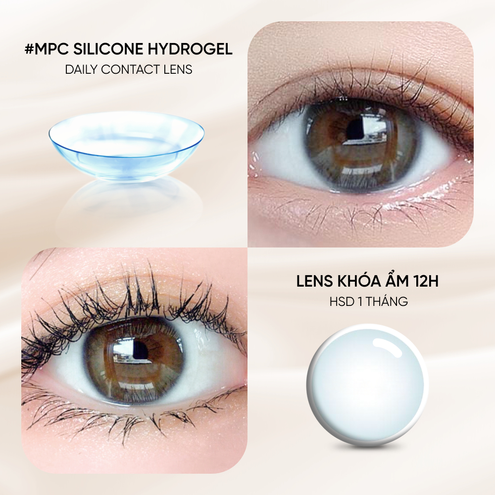 [1 chiếc] Kính áp tròng khoá ẩm 12H 1 Tháng Trong Suốt CARASE, Lens cận CLEAR