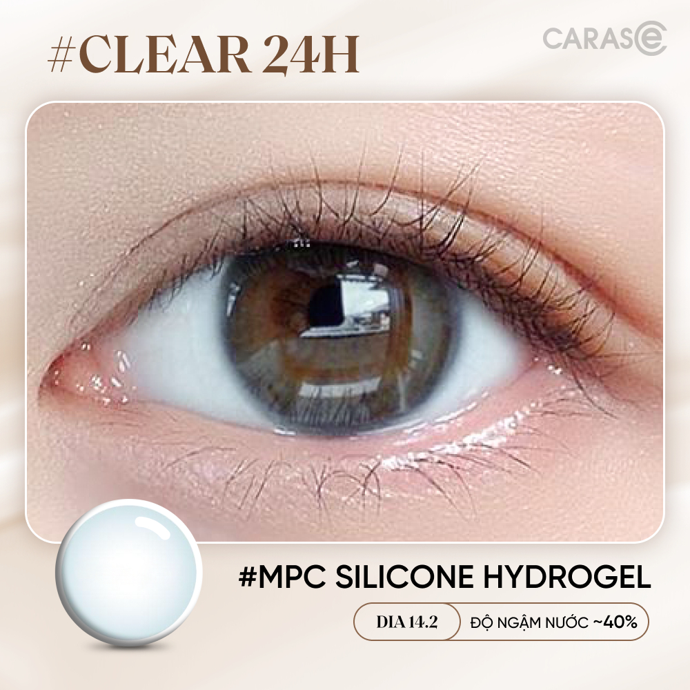 [1 chiếc] Kính áp tròng khoá ẩm 12H 1 Tháng Trong Suốt CARASE, Lens cận CLEAR