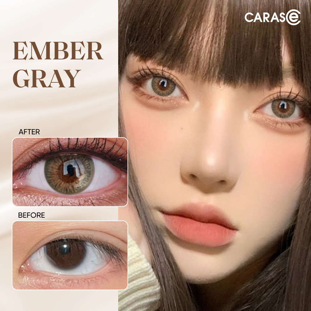 Kính áp tròng khoá ẩm 10H 1 Ngày Màu Xám Rêu CARASE, Lens cận EMBER ...