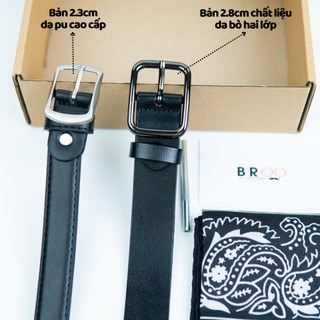 Combo thắt lưng nam Broobelt, set dây nịt lưng xịn làm quà tặng người yêu, bạn trai kèm quà tặng