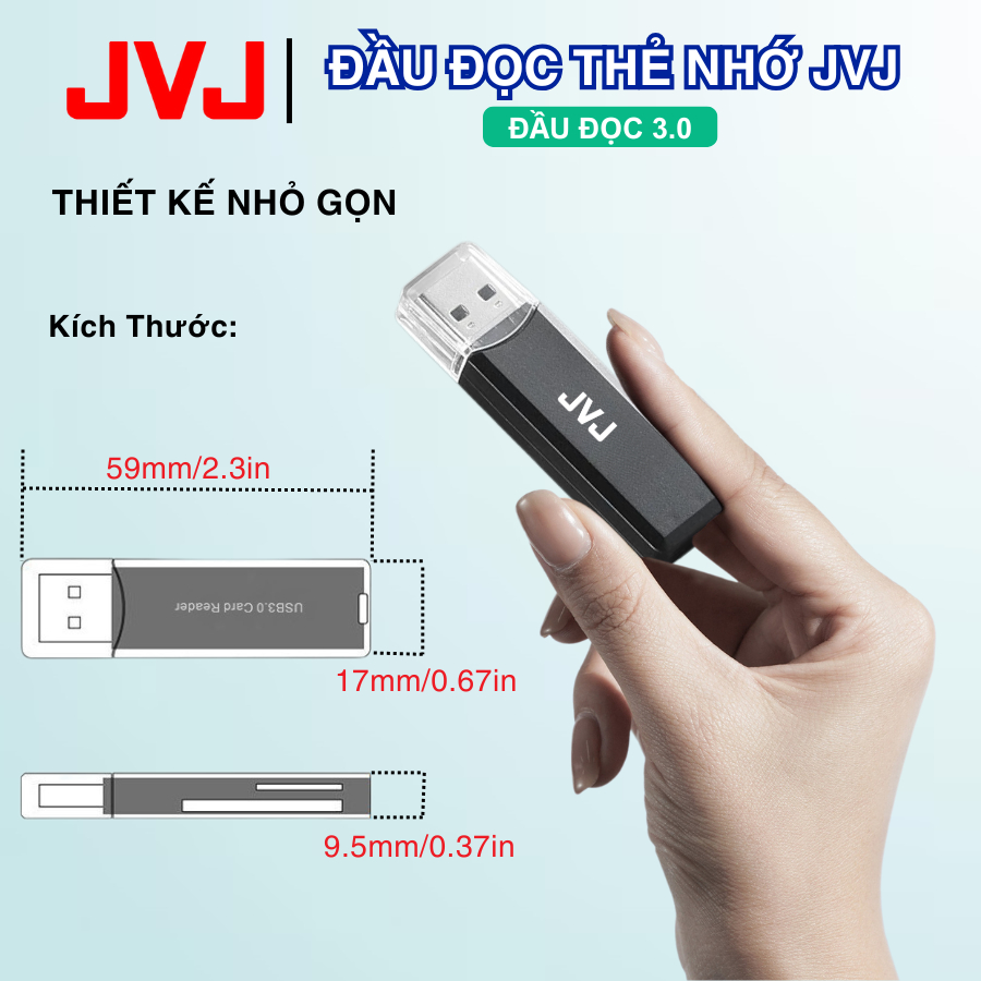 Ảnh Đầu Đọc Thẻ Nhớ JVJ USB 3.0, Đầu Đọc Thẻ Nhớ SD/TF/Micro SD Tương Thích Với Laptop, Máy Tính,... 1