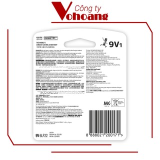 Pin Energizer 9V Alkaline BP1-6LF22 pin vuông chống chảy dùng tốt cho mọi thiết bị