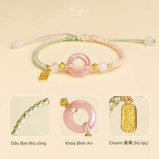Ostara - Vòng tay Hồng Đào An Nhiên - Charm Đá Mã Não - Quà Tặng Ý Nghĩa Mang Lại May Mắn, An Yên