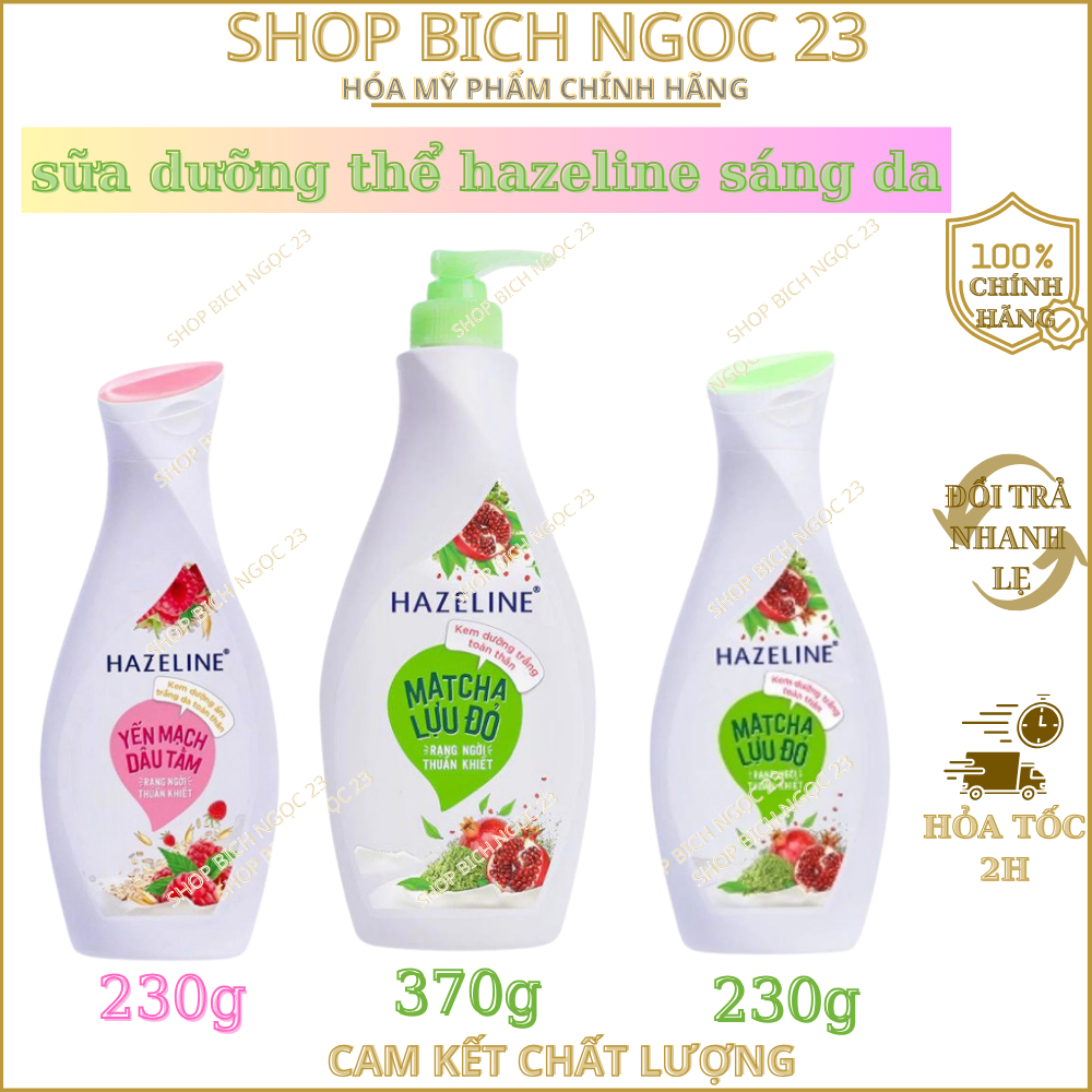 Sữa dưỡng thể HAZELINE Matcha & Lựu Đỏ Yến mạch dâu tằm 230ml /370ml