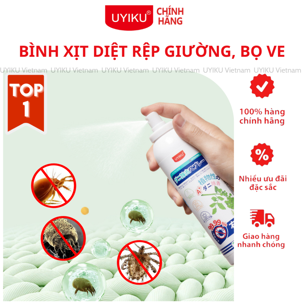 Bình xịt UYIKU diệt rệp giường, rận, bọ mạt chiết xuất từ thảo mộc ...