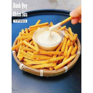 Ăn vặt huyền thoại-500gr/Keo Bánh quy đũa vị bơ sữa mặn kèm sữa đặc,giòn tan thơm ngon.