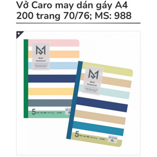 Nguyên lốc KLONG - Sổ gáy may Size A4 ruột CARO / Ô LY 🌻 120/200/300 Trang 🌻 70-100gsm