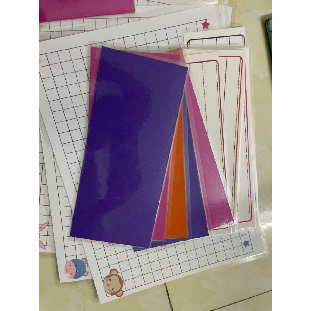 Combo 10 Thẻ từ chữ nhật có thể viết xóa dễ dàng kích thước 7x21cm và 9x21cm có nam châm dính bảng