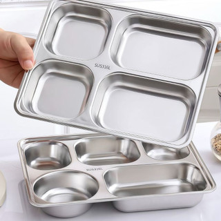 Khay cơm cho bé inox 304 có nắp inox Chubby Chef 4、5 ngăn sâu lòng khay inox đựng thức ăn khay cơm chia ngăn