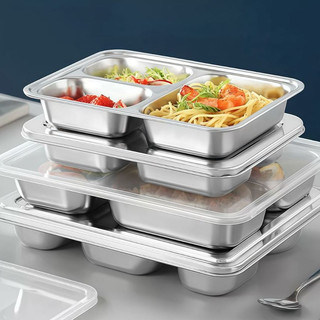 Khay cơm cho bé inox 304 có nắp inox Chubby Chef 4、5 ngăn sâu lòng khay inox đựng thức ăn khay cơm chia ngăn