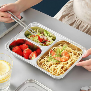 Khay cơm cho bé inox 304 có nắp inox Chubby Chef 4、5 ngăn sâu lòng khay inox đựng thức ăn khay cơm chia ngăn