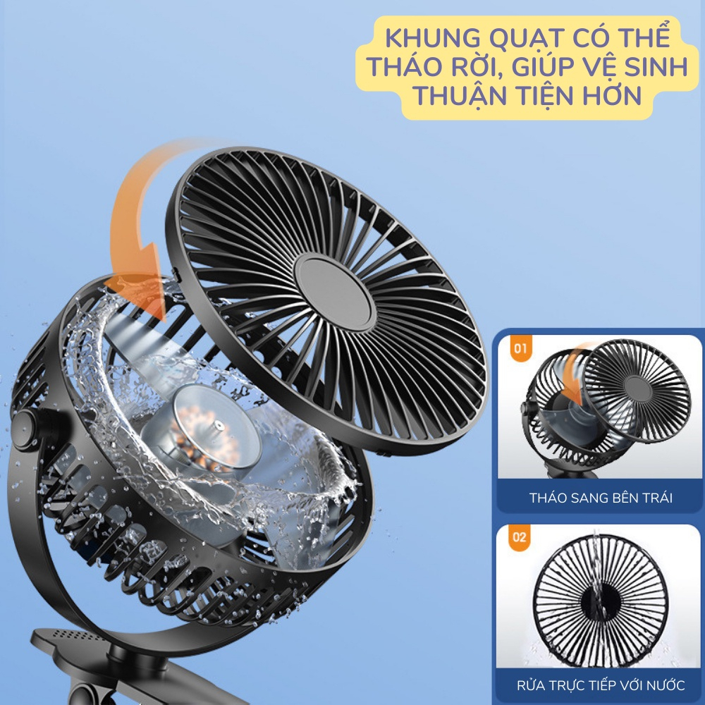 Quạt Mini Tích Điện Để Bàn Cực Mát, Quạt Tích Điện Mini Kẹp Bàn, Quạt Kẹp Xoay 720 độ Chắc Chắn Cho Dân Văn Phòng | BigBuy360 - bigbuy360.vn