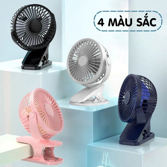 Quạt Mini Tích Điện Để Bàn Cực Mát, Quạt Tích Điện Mini Kẹp Bàn, Quạt Kẹp Xoay 720 độ Chắc Chắn Cho Dân Văn Phòng