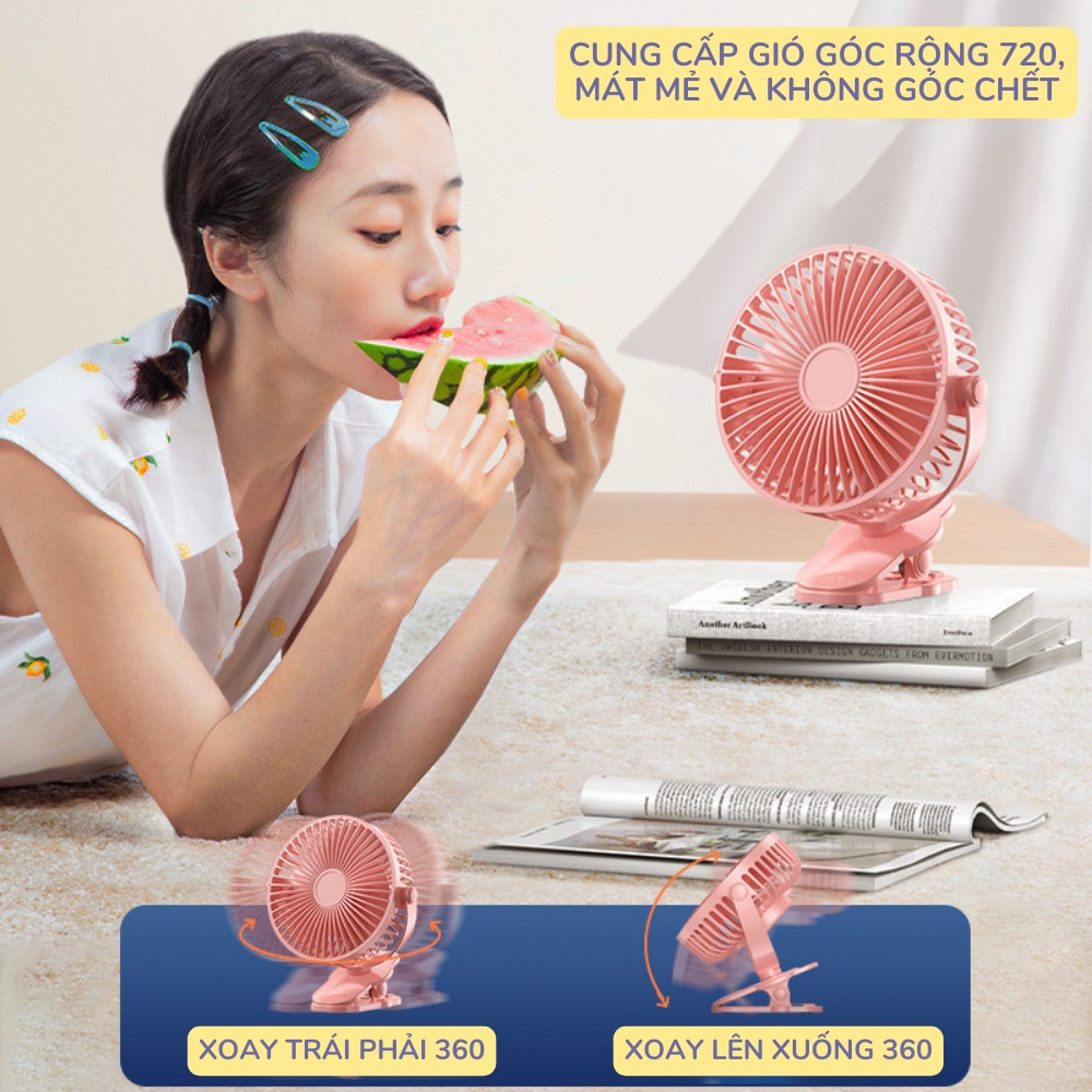 Quạt Mini Tích Điện Để Bàn Cực Mát, Quạt Tích Điện Mini Kẹp Bàn, Quạt Kẹp Xoay 720 độ Chắc Chắn Cho Dân Văn Phòng | BigBuy360 - bigbuy360.vn