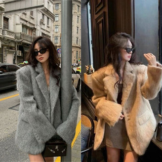 Áo khoác len dạ blazer có đệm vai sang trọng phong cách Hàn Quốc