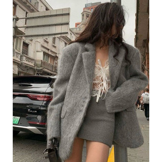 Áo khoác len dạ blazer có đệm vai sang trọng phong cách Hàn Quốc