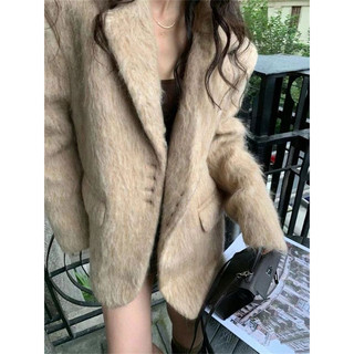 Áo khoác len dạ blazer có đệm vai sang trọng phong cách Hàn Quốc