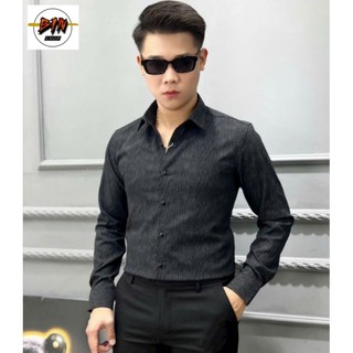 Áo sơ mi nam luxury cao cấp họa tiết vệt xước chất vải đũi cao cấp dài tay mã 1683
