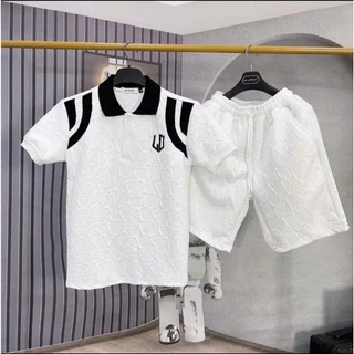 Bộ Thể Thao Cộc Vân Nổi Viền Vai Nam Nữ - Bộ Quần Áo Nam Chất Liệu Coton Siêu Thoáng Mát cực chất HOT 2023