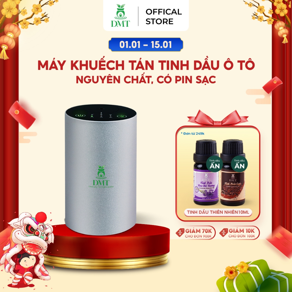 Máy xông tinh dầu ô tô nguyên chất không dùng nước DMT - Máy khuếch tán tinh dầu oto, dùng pin