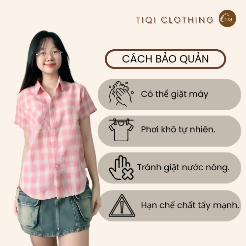 [FLASH SALE] Áo Sơ Mi CARO Tay Ngắn Năng Động phong cách 5 Màu Pastel chất vải mềm mịn - SHOP HÀNG QUẢNG CHÂU NỮ