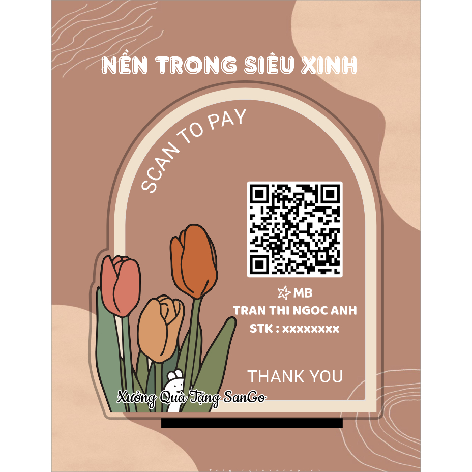 Biển QR siêu xinh để bàn  In UV nền trong  theo yêu cầu  - Xưởng quà tặng Sango