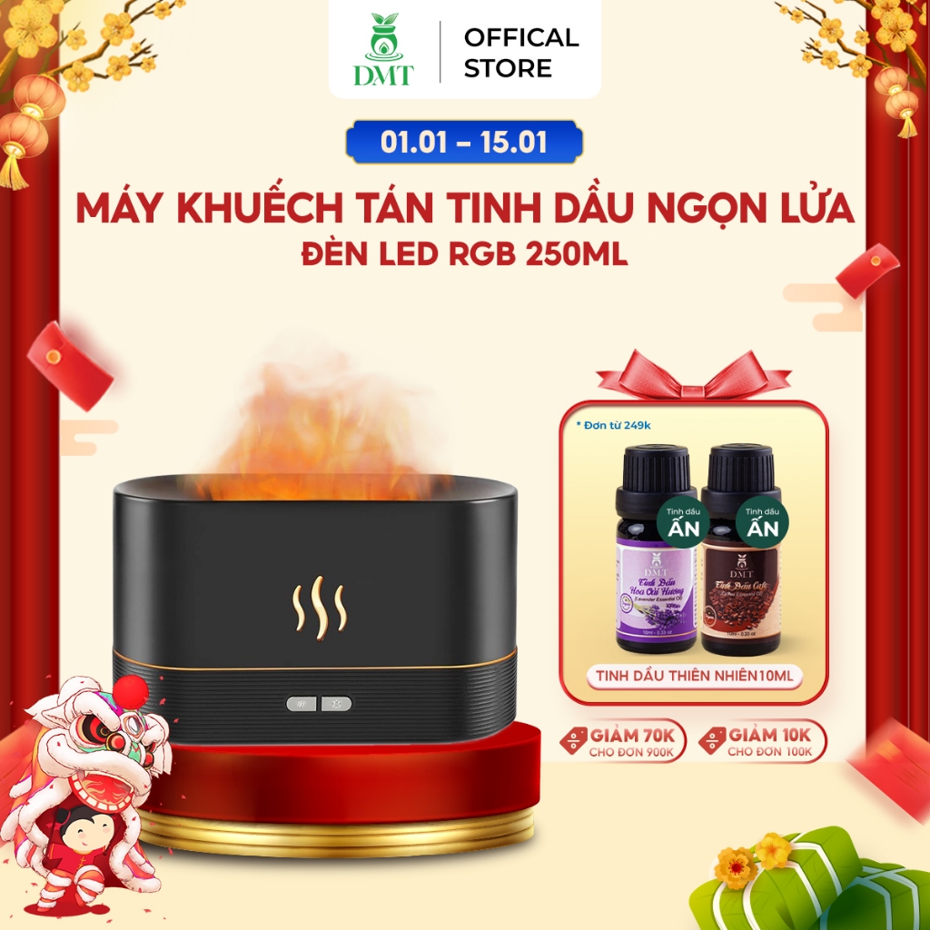Máy xông tinh dầu phòng khách ngọn lửa DMT, máy khuếch tán tinh dầu, xông tinh dầu thơm phòng 150ml