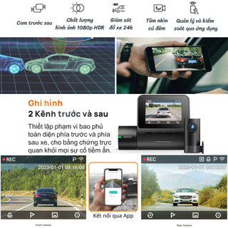 Camera Hành Trình Trước Sau 70mai A200 FullHD 1080P, Công Nghệ HDR Góc Quay 130 độ, Quay Đêm Siêu Sáng, Bản Quốc Tế
