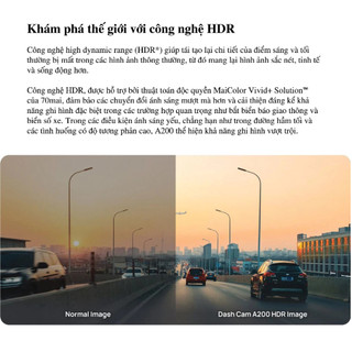 Camera Hành Trình Trước Sau 70mai A200 FullHD 1080P, Công Nghệ HDR Góc Quay 130 độ, Quay Đêm Siêu Sáng, Bản Quốc Tế