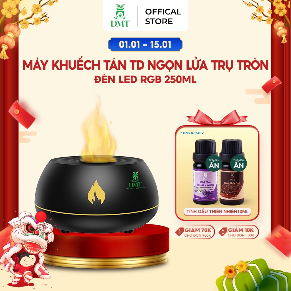 Máy xông tinh dầu phòng ngủ trụ tròn DMT - máy khuếch tán tinh dầu phòng ngủ, tạo ẩm 130ml