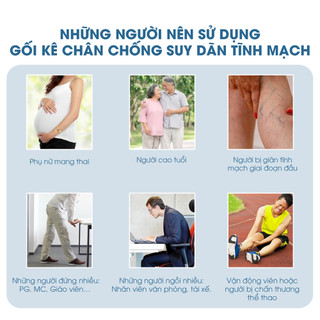 Gối Kê Chân Chống Giãn Tĩnh Mạch NIN House | 50x40x12/14cm | Memory Foam Cao cấp|  Lưu Thông Máu