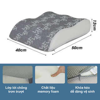 Gối Kê Chân Chống Giãn Tĩnh Mạch NIN House | 50x40x12/14cm | Memory Foam Cao cấp|  Lưu Thông Máu