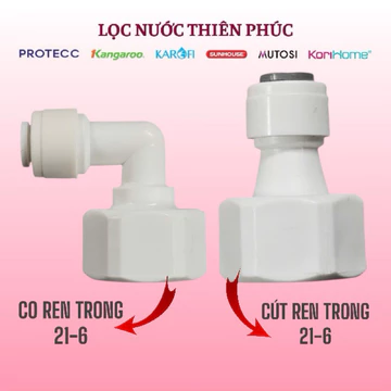 Nối Thẳng Ren Trong 21 (1/2") Ra Ống 6mm ( 1/4") Nối Nhanh - Co Cút Lọc Nước - Linh Kiện Lọc Nước