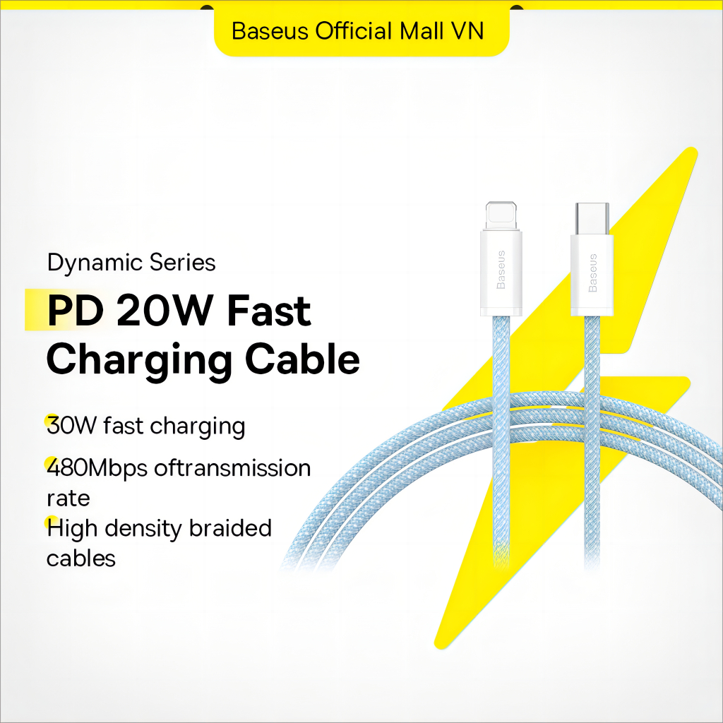 Cáp Sạc Nhanh Baseus PD 20W USB-C Hỗ Trợ Truyền Dữ Liệu Tốc Độ Cao 480Mbps