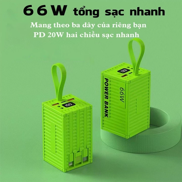 sạc dự phòng 20000mAh,Tích hợp cáp sạc nhanh, phù hợp với nhiều loại điện thoại, sạc dự phòng – 5