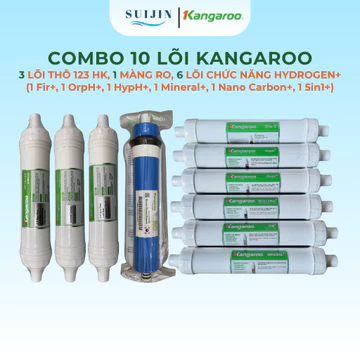 Combo 10 Lõi Lọc Kangaroo Dòng Hydrogen (123HK + màng RO50GPD + 6 lõi chức năng Hydrogen+) Cho Model KG10A4, KG100HK...