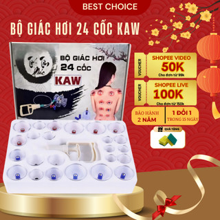 Bộ giác hơi Kaw 24 ống không dùng lửa hút chân không giải độc cơ thể hiệu quả an toàn