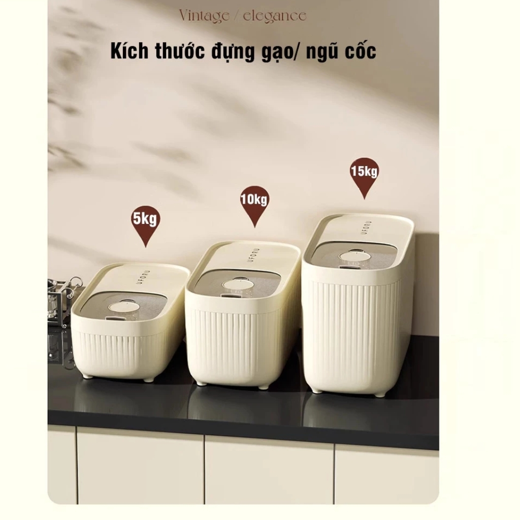 Thùng Gạo 5 -10-15Kg Đựng Ngũ Cốc, Thức Ăn Vật Nuôi Chống Ẩm Mốc, Côn Trùng Tặng Kèm Cốc Đong