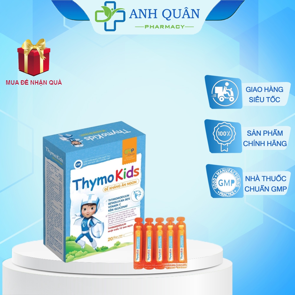 Thymo Kids đề kháng ăn ngon (hộp 20 ống) hỗ trợ tăng cường sức đề kháng ...