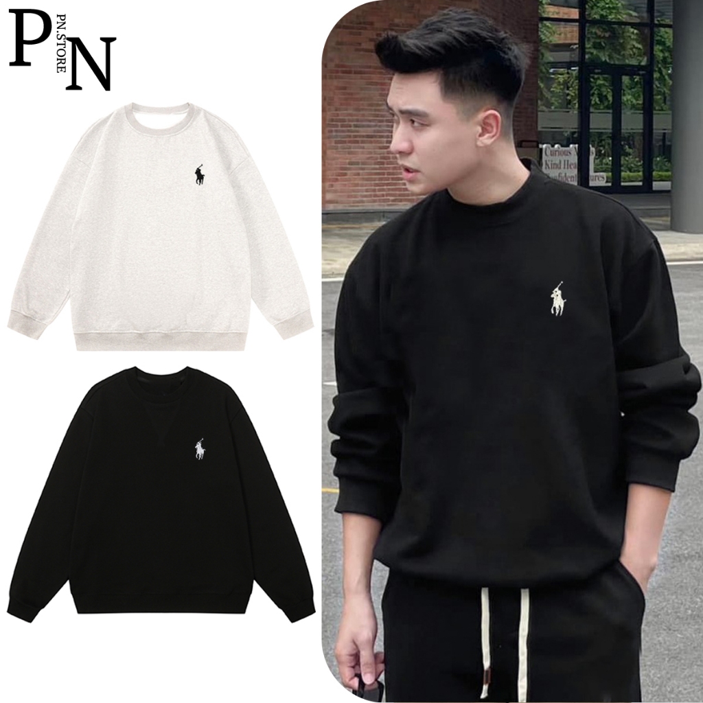 Áo Sweeter Cổ Tròn Nam Nữ Form Suông Vải Nỉ Cotton 2 Da 3 Màu Đen Xám ...