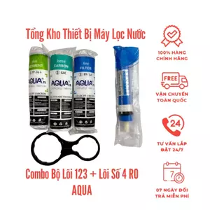 Combo Bộ Lõi 1-2-3 + Màng RO Số 4 AQUA Chính Hãng - Thay Phù Hợp Cho Máy Lọc RO Trên Thị Trường