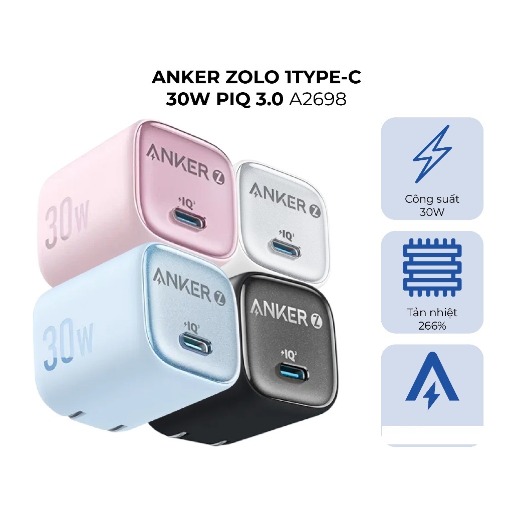 Cốc sạc nhanh Anker Zolo 1Type-C PIQ 3.0 20W A2699/Anker A2698 30W dùng ...
