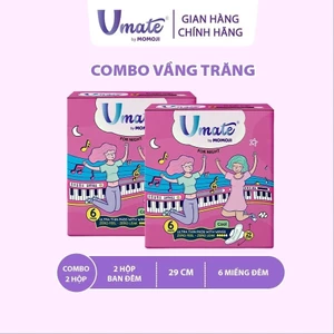 Băng Vệ Sinh Ban Đêm 29cm/33cm Umate by MOMOJI Organic Thế Hệ Mới Mới - Mỏng - Mềm Có Cánh - Combo Vầng Trăng Chính Hãng