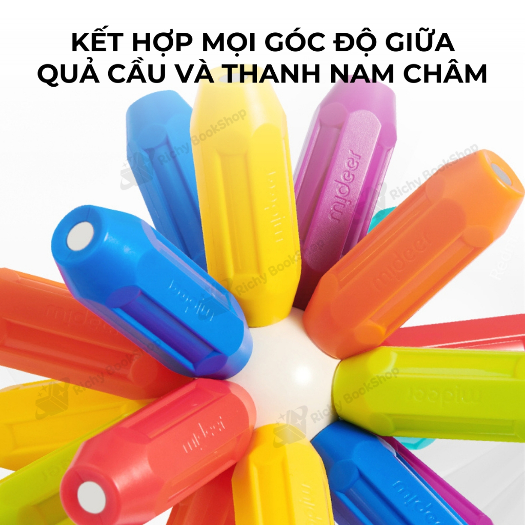 Đồ chơi xếp hình nam châm cho bé Mideer Rainbow Magnetic Building Stick