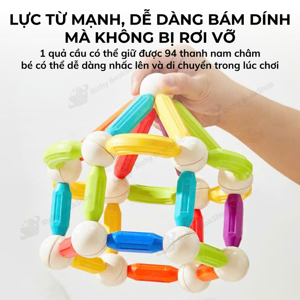Đồ chơi xếp hình nam châm cho bé Mideer Rainbow Magnetic Building Stick